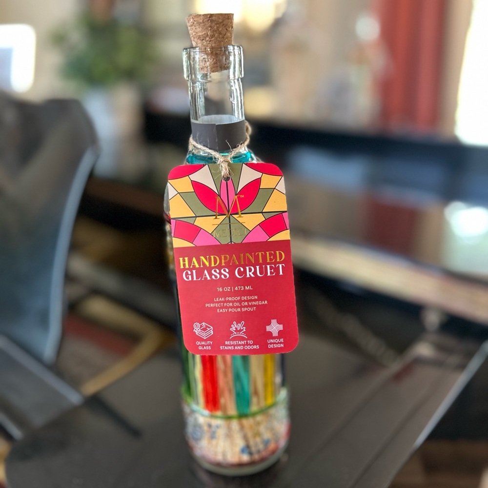 NWT Medici Homes Italian Hand Painted 16oz Glass  Cork Stopper 7”x 60 Matches